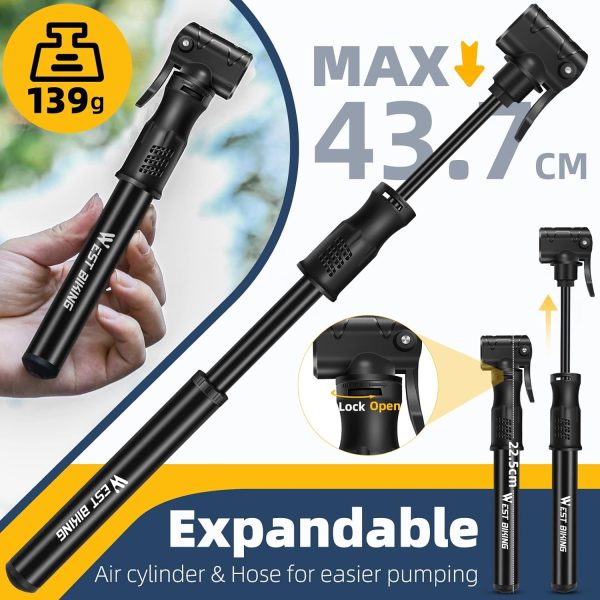 Bicycle Pump Mini Bike Pump - Aluminum Alloy Cycle Pump for Presta & - Image 3