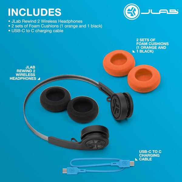 JLab Rewind 2 Wireless Retro Headphones, 20+ Hours Playtime, App Support, - Image 7
