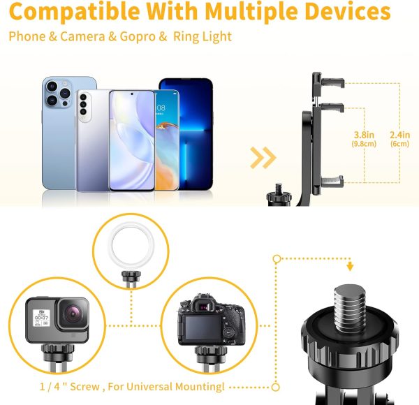 61" Selfie Stick Tripod, All in One Extendable Phone Tripod Stand with - Image 7