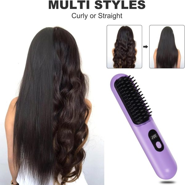 Cordless Hair Straightener Brush, Mini Portable Straightening Brush for - Image 5