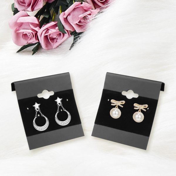 200 Pcs Black Velvet Earring Cards Plastic Earring Display Card Holder for - Image 5