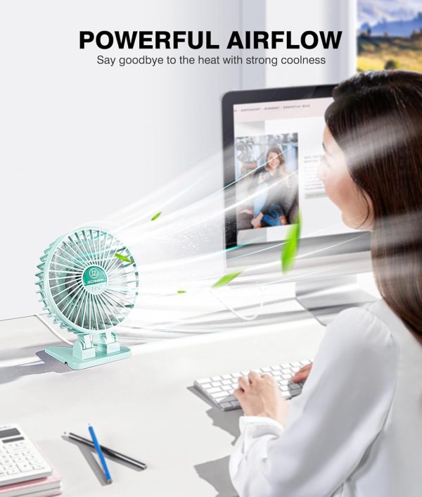 JZCreater USB Desk Fan, Mini Fan Portable, 3 Speeds Desktop Table Cooling - Image 2