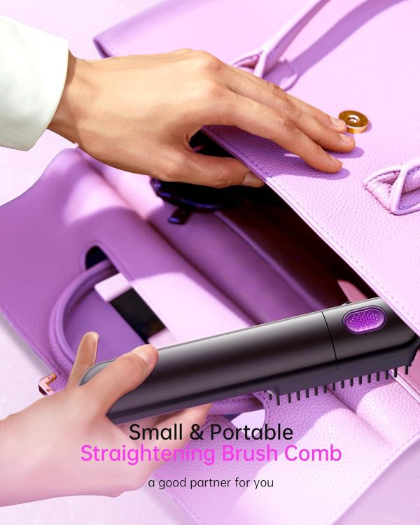 Hair Straightener Brush-Negative Ion Steam Straightening Brush with 3 Temp - Image 6