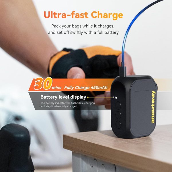 Tiny Pump Rechargeable Electric Bicycle Air Pump, Max 120 PSI,Mini Bike - Image 7