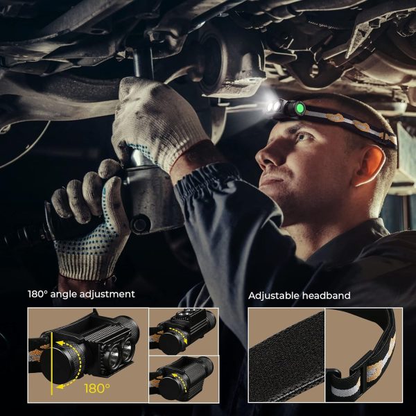 sofirn Headlamp, 1200 Lumen Rechargeable Head Lamp with Bright SST40 LED, - Image 5