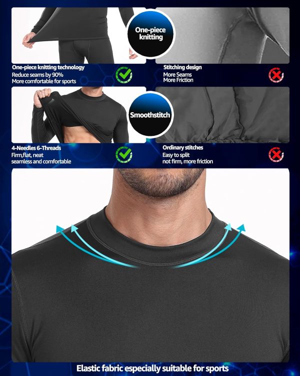 UNIQUEBLLA Long Johns Thermal Underwear Set for Men Thermal Base Layer Cold - Image 4