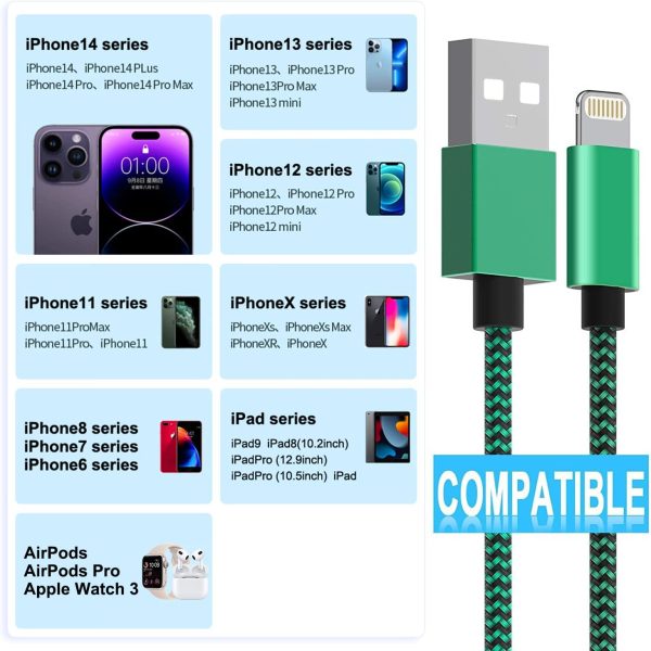 Apple MFi Certified iPhone Charger 6Pack - 3/3/6/6/10/10 FT Lightning Cable - Image 7