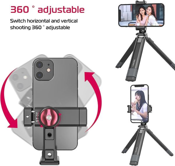 ULANZI ST-27 Phone Tripod Mount, 360° Metal Phone Holder for Tripod w 3 - Image 4