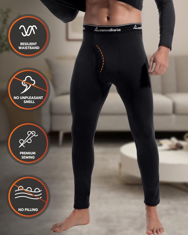 CL convallaria 2 Pack Long Johns Thermal Underwear for Men Soft Fleece - Image 5