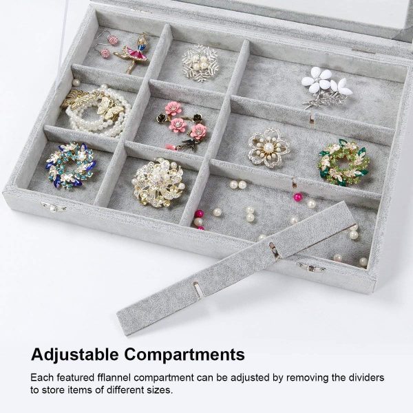 Jewelry Tray 12 Grid Velvet Jewelry Organizer with Clear Lid Transparent - Image 3