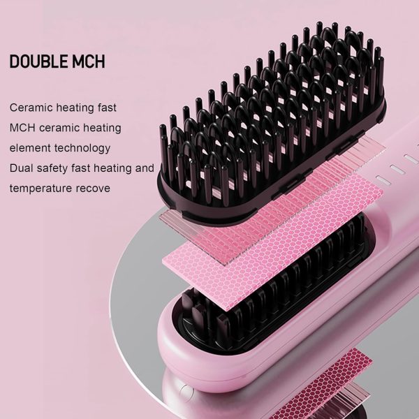 Cordless Hair Straightener Brush, Mini Flat Iron Hair Straightener for - Image 5