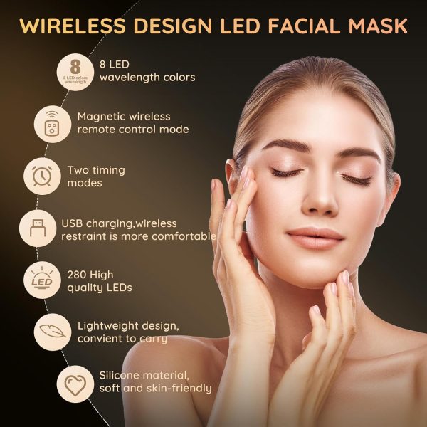 Red Light Therapy for Face, 7+1 Color Infrared Light 850nm Portable - Image 2