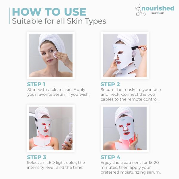 LED Light Therapy Face & Neck Mask - Facial Skin Care Device - 7 Colors Red - Image 4