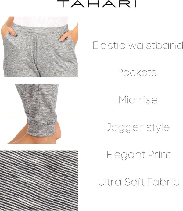 TAHARI Soft Cozy Pajamas for Women, Relaxed Fit Jogger Pajama Pants for - Image 7