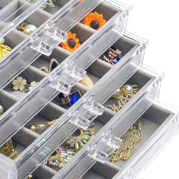 Acrylic Jewelry Box with 5 Drawers, Clear Earring Storage Organizer Display - Image 6