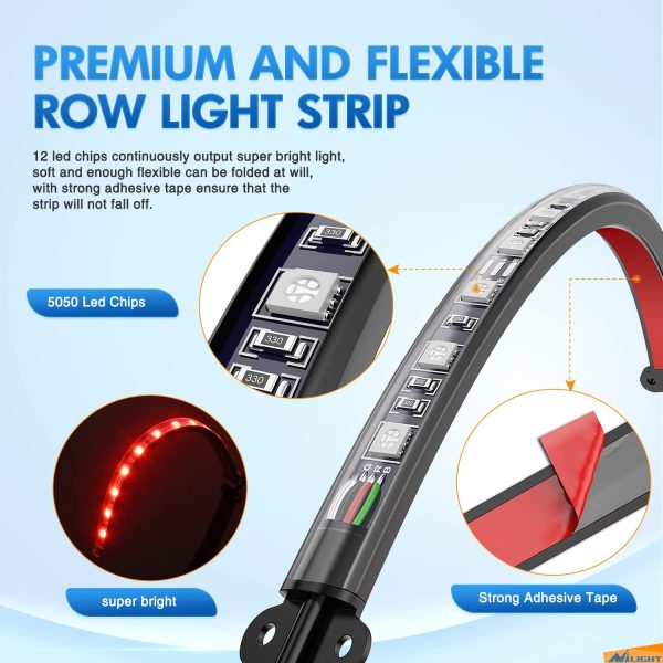Nilight 4PCS USB Interior Car Lights 48 LEDs RGB LED Strips Lights with App - Image 4