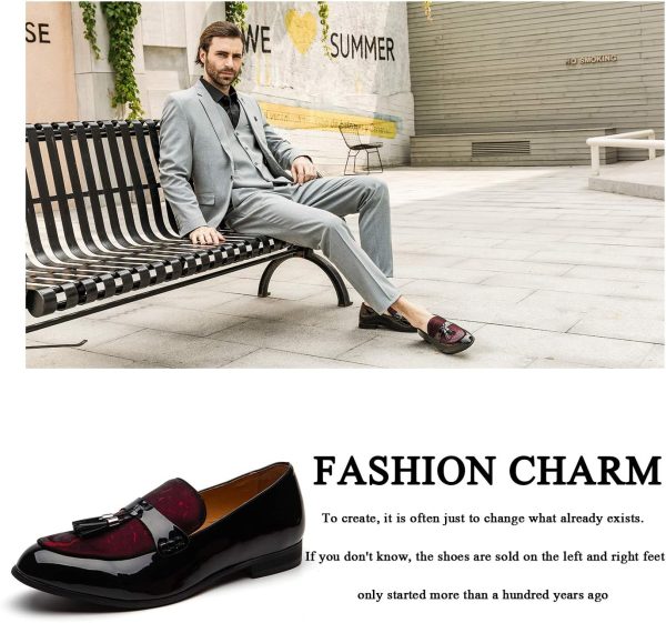 JITAI Mens Leather Shoes Pattern Printing Men's Dress Loafer Shoes Slip-on - Image 6
