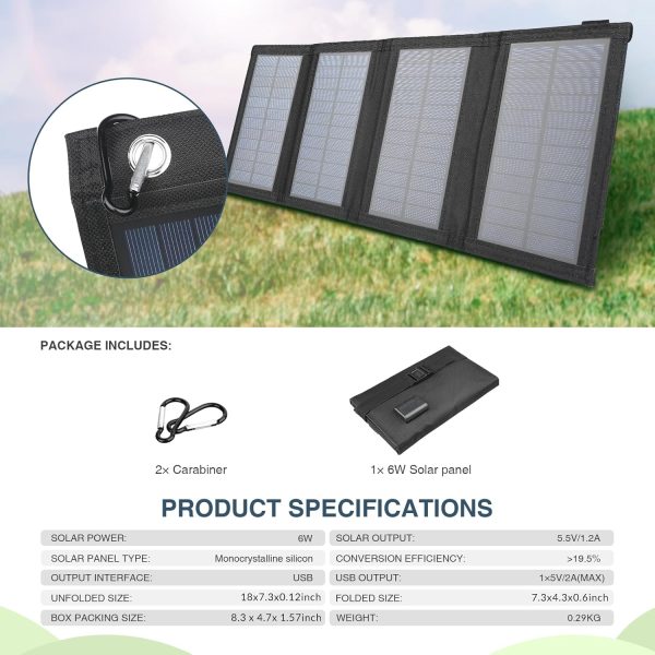 Foldable Solar Panel Charger for Outdoor Camping Solar Battery Charger, - Image 6