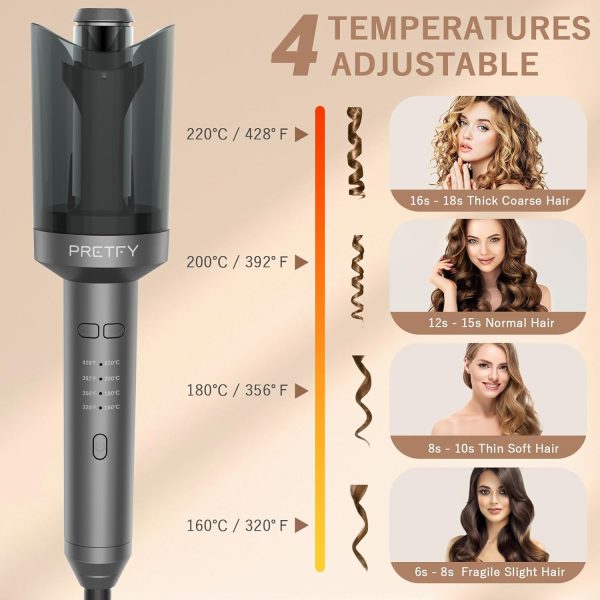 Pretfy Automatic Curling Iron, Auto Hair Curler with 1 inch Ceramic Ionic - Image 3