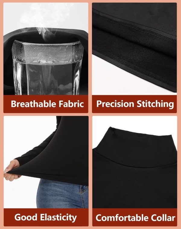 4 Pack Women’s Thermal Turtleneck Shirts, Women Turtle Neck Fleece Lined - Image 4