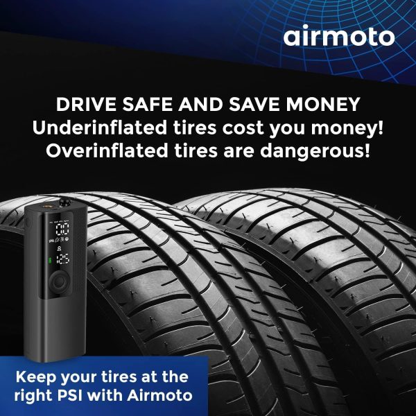 Airmoto Tire Inflator Portable Air Compressor - Air Pump for Car Tires with - Image 7