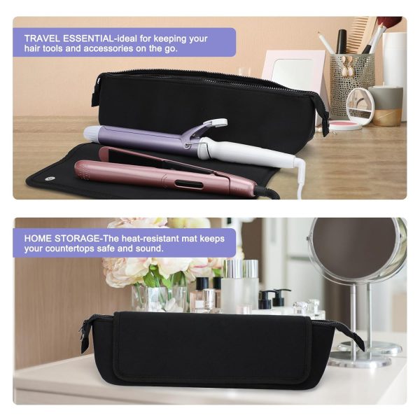 Travel Essentials Neoprene Hair Style Tools Bag w/Fireproof Mat for Flat or - Image 5