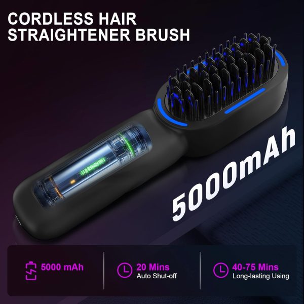 Cordless Hair Straightener Brush, Portable Negative Ion Hot Comb Hair - Image 6