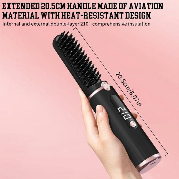 Cordless Hair Straightener Brush, Portable Hair Straightener Brush with - Image 7