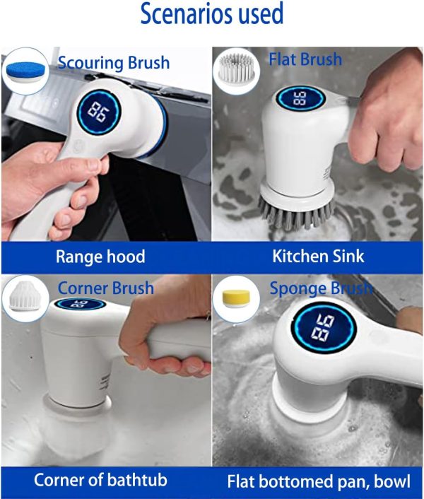 Electric Spin Scrubber, Power Scrubber Cordless Shower for Cleaning with - Image 6