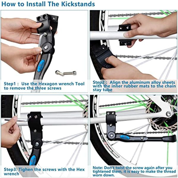 Bike Kickstand Adults- Adjustable Rear Side Aluminum Alloy Bicycle Stand - Image 3