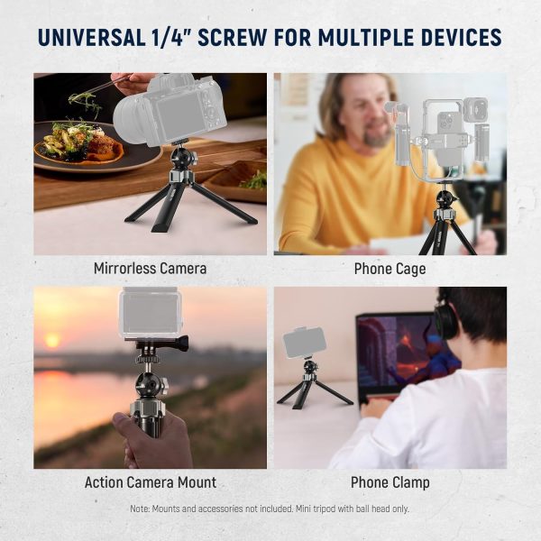NEEWER Mini Desk Tripod for iPhone with Ball Head 360° Rotatable 3 Cold - Image 4