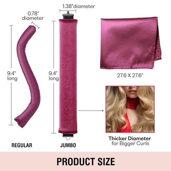 Overnight Blowout Rods Heatless Hair Curler Set with Satin Hair Scarf 4 Pcs - Image 3