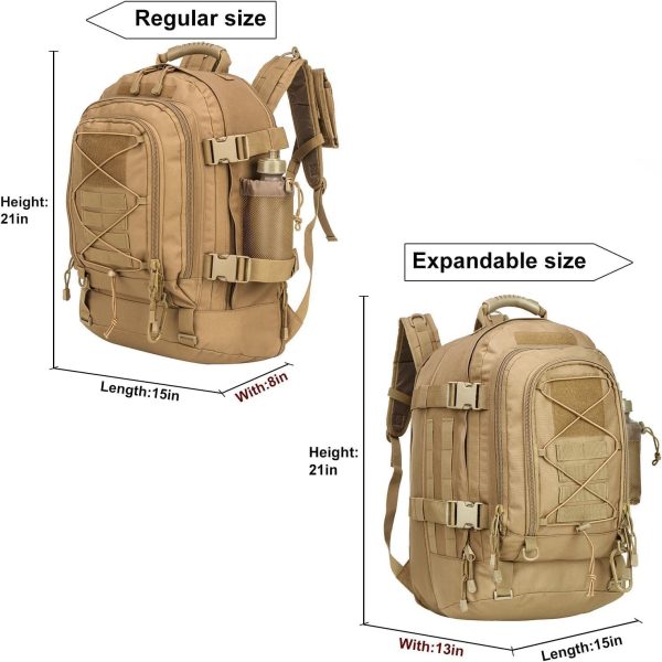 Expandable 40-64L Military Tactical Backpack 3 Day Bag Hiking Gym Sport - Image 2