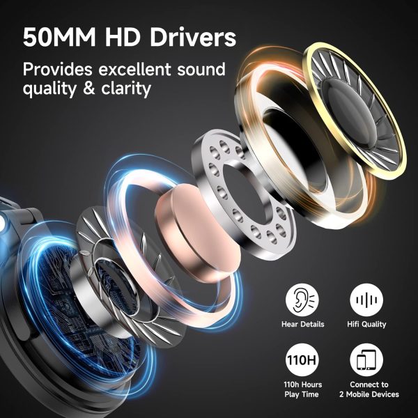 OneOdio Bluetooth Over Ear Headphones, 110 Hrs Wireless/Wired Stereo Sound - Image 6