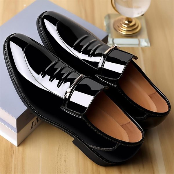 Men's Business Casual Loafers Patent Leather Formal Oxford Slip On Dress - Image 3