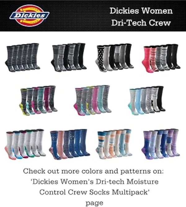 Dickies Women's Dri-tech Essential Moisture Control Crew Socks, Available - Image 4