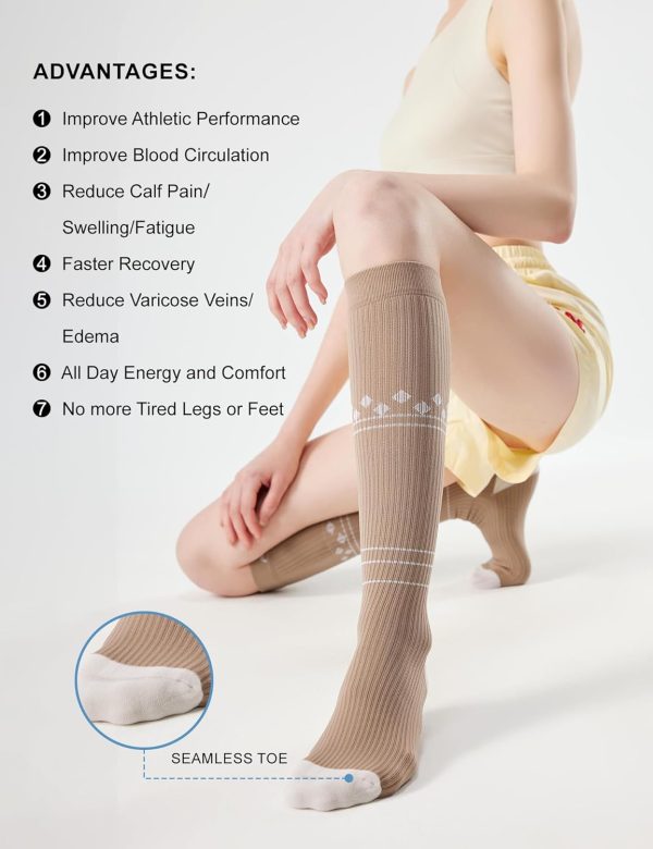 FITRELL 3 Pairs Compression Socks for Women and Men 20-30mmHg-Circulation - Image 6