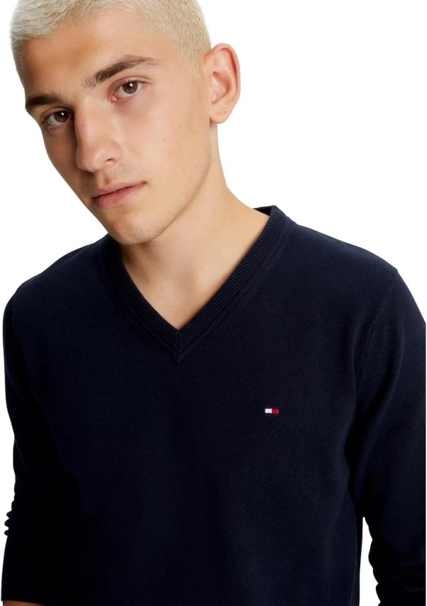 Tommy Hilfiger Men's Iconic Cotton V-Neck Pullover Sweater 2024 Collection - Image 3