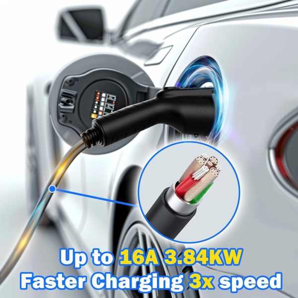 Level 1& Level 2 EV Charger for SEA J1772 EVs, 16Amp 110-240V,17ft Cable, - Image 4