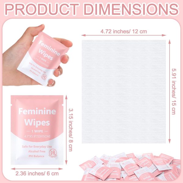 300 Pieces Feminine Wipes Individually Wrapped Women Travel Size Wipes Bulk - Image 2