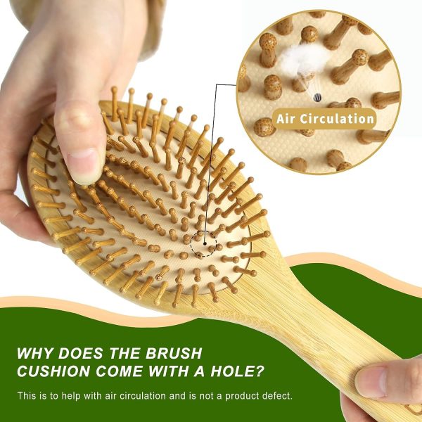 MRD Hair Brush Set, Natural Bamboo Comb Paddle Detangling Hairbrush, - Image 2
