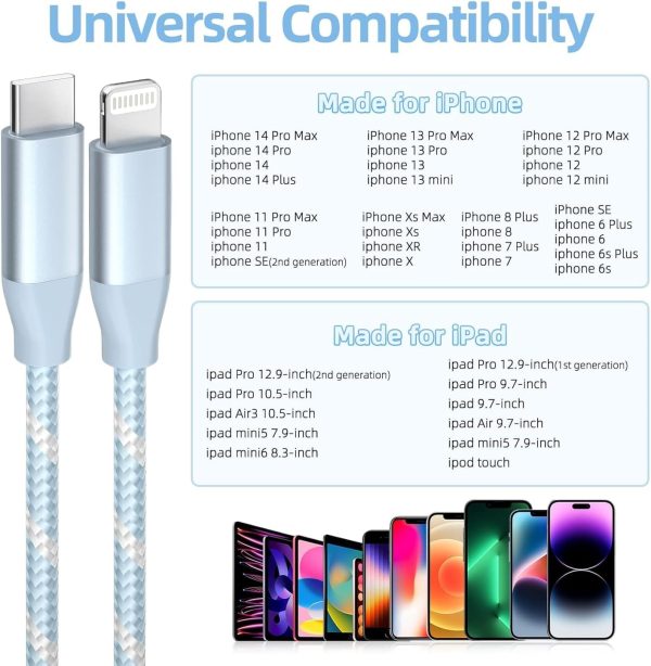USB C to Lightning Cable 3 Pack 6FT Apple MFi Certified iPhone Fast Charger - Image 7