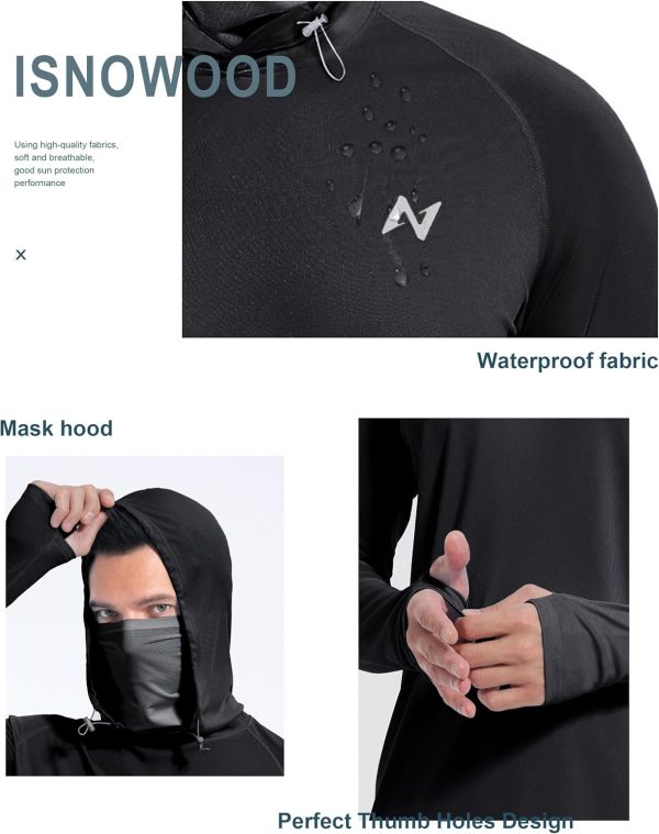 isnowood Sun Shirt UPF 50+ Men's Fishing Long Sleeve UV Protection Hoodie - Image 5