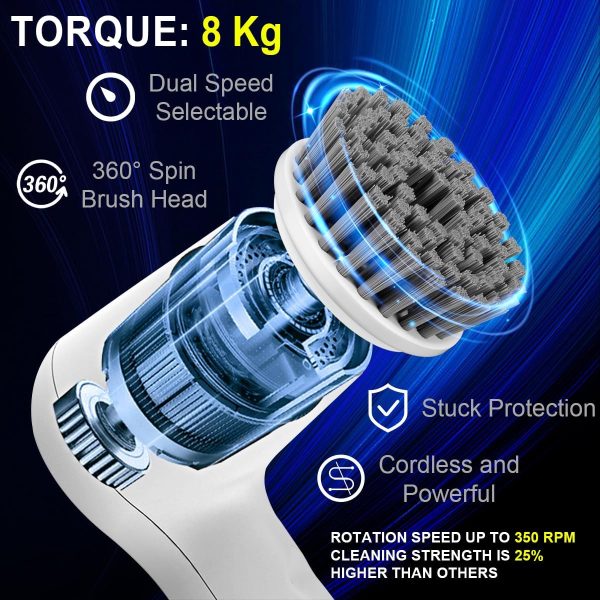 Electric Spin Scrubber, Power Scrubber Cordless Shower for Cleaning with - Image 4