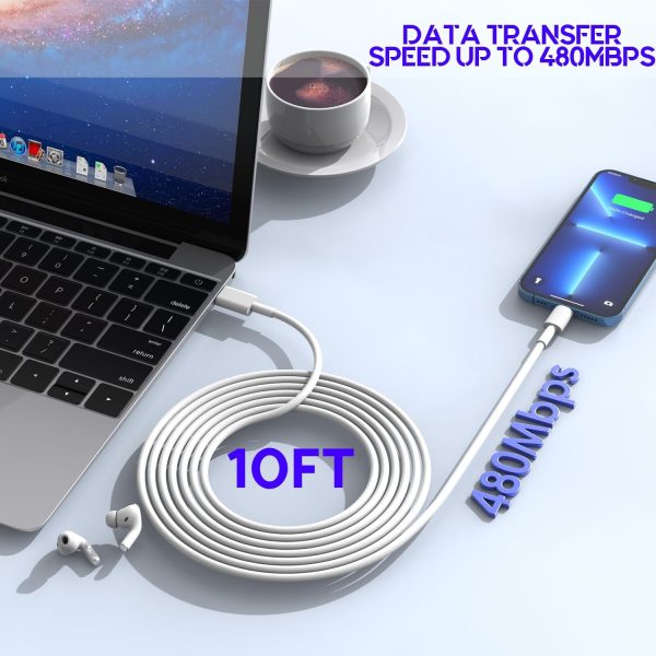 10Foot Fast iPhone Charging Cable,3-Pack Super Fast iPhone Charger USB C - Image 5