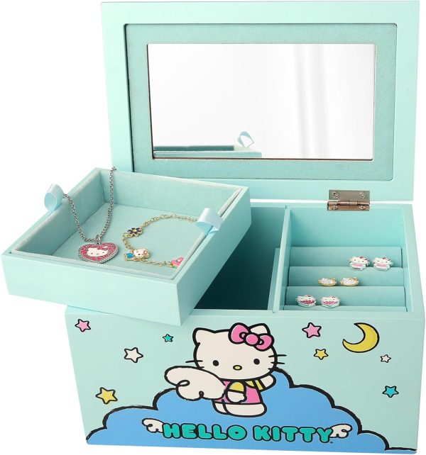 Hello Kitty Jewelry Box with Tray and Storage Official License, Blue - Image 2