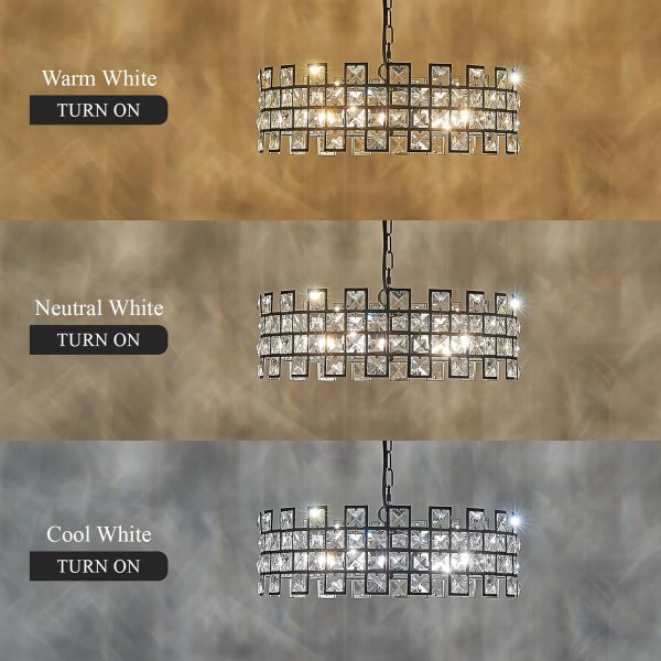 Modern Black Chandelier 6-Light Crystal Pendant Light D18’’ Semi Flush - Image 5