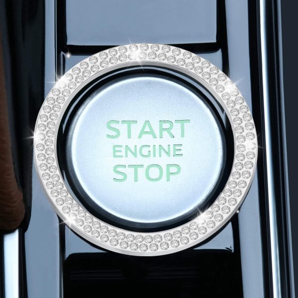 LivTee 2 PCS Crystal Double Rhinestone Car Engine Start Stop Decoration - Image 2