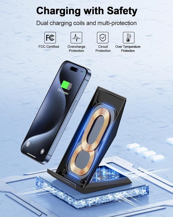 Fast Wireless Charger, NANAMI 15W Qi Certified Wireless Charging Stand - Image 2