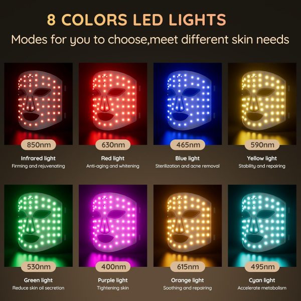 Red Light Therapy for Face, 7+1 Color Infrared Light 850nm Portable - Image 3